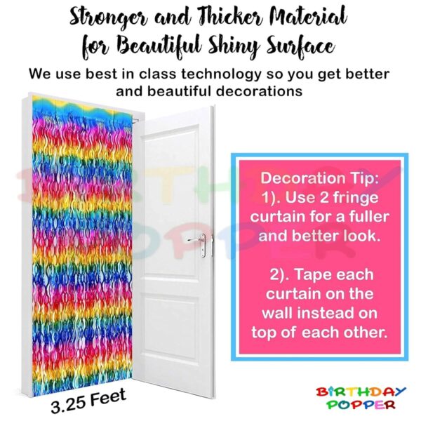 Rainbow Fringe Curtain Backdrop for Birthday Parties and Events - 2 Pack - Image 4