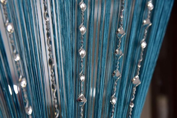 Aqua Striped Semi Sheer Curtains - 7 Feet, Washable and Stylish Design - Image 3