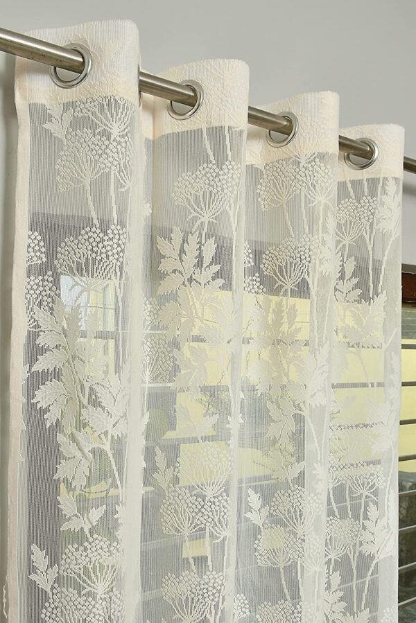 Elegant Cream Floral Grommet Curtains for Your Living Room and Balcony - Image 2