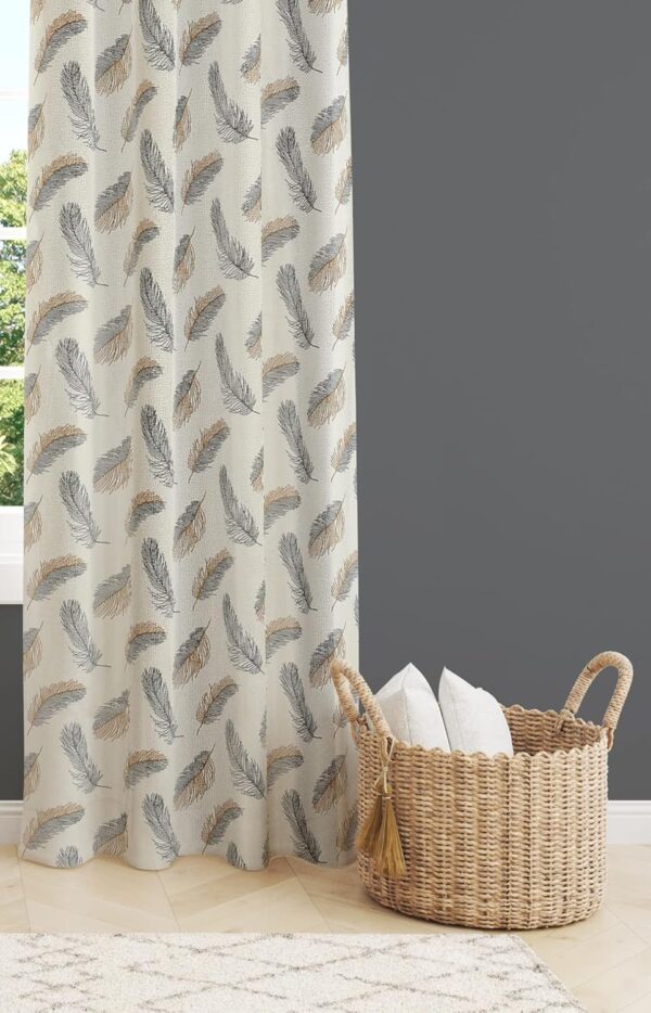 Stylish Grey Polyester Feather Curtains Set for Windows and Doors - Image 5