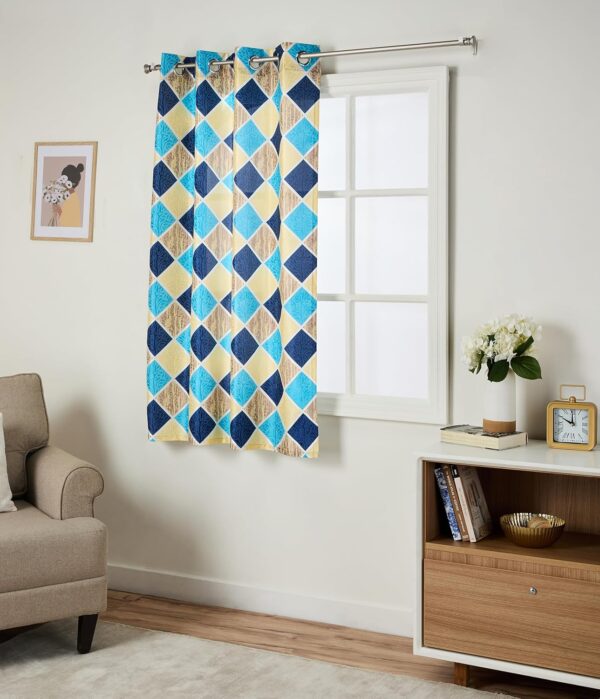 Stylish Solimo Aqua Polyester Curtains with Geometric Print - Set of 2 - Image 3