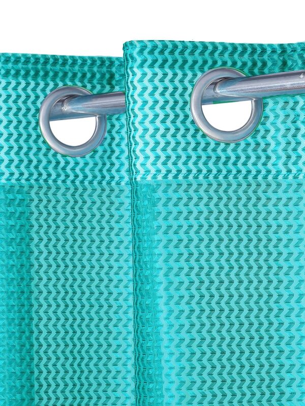 Elegant Turquoise Sheer Eyelet Door Curtains - Set of 2 Premium Fabric - Image 3