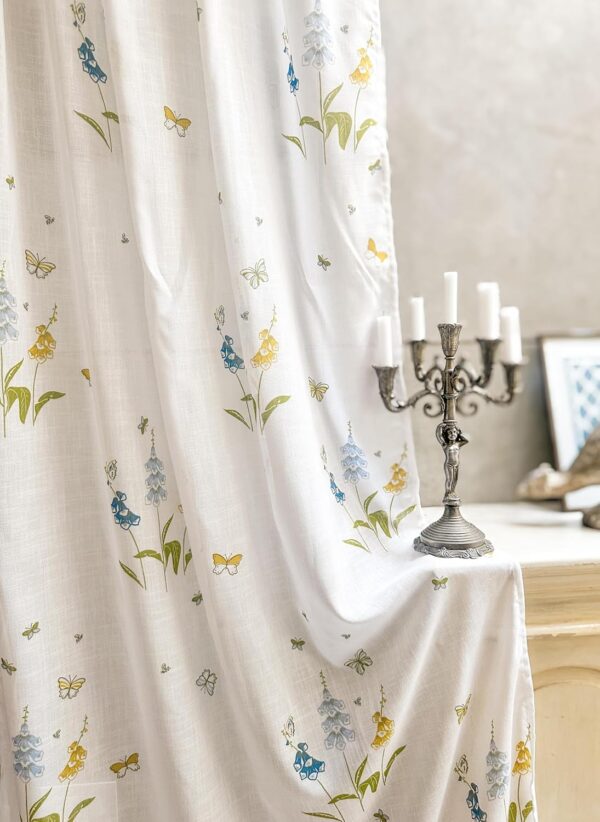 Sheer Butterfly & Floral Print Curtains for Door - 30-35% Light Filtering - Image 4