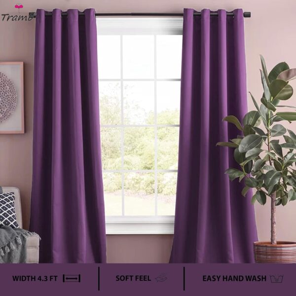 Tramb Solid Brown Blackout Curtains for Total Privacy and Noise Reduction - Image 2