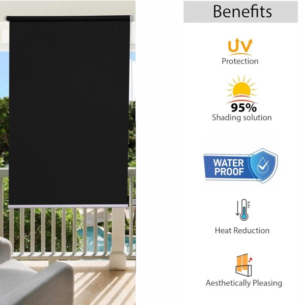 Black Waterproof Roller Blinds for Sun Blockage - 4.5 x 8 Feet Curtains - Image 5