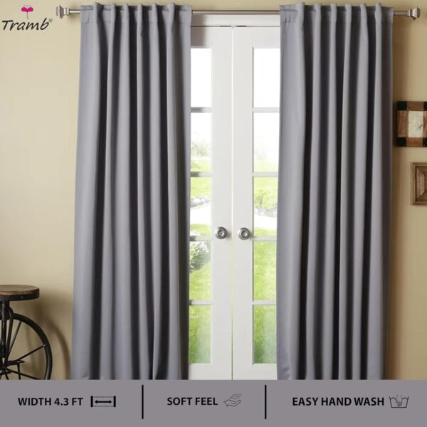 Tramb Solid Brown 100% Blackout Curtains for Total Privacy and Noise Reduction - Image 2