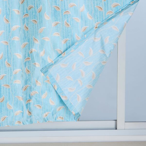 Solimo Premium Aqua Leaf Print Polyester Curtains - Easy Maintenance, Set of 2 - Image 5