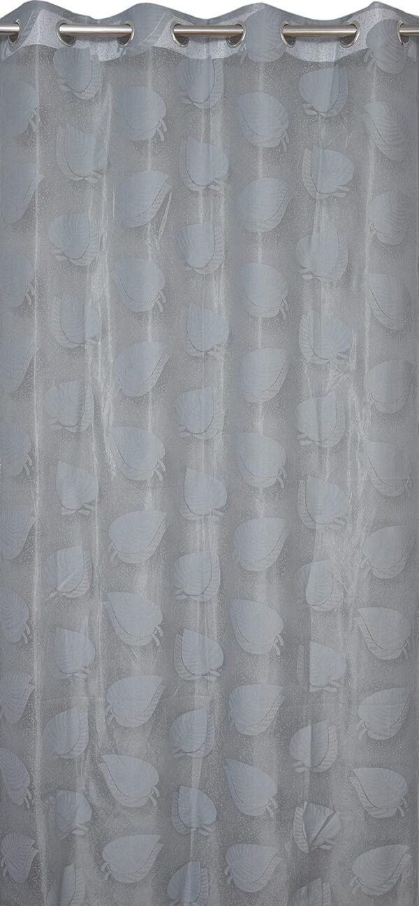 Elegant Semi Sheer Leaf Curtains for 9-Foot Doors - Grey, Pack of 1 - Image 4