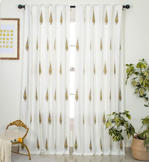 Stylish 100% Cotton Room Darkening Curtains with Ethnic Bird Print - Image 4