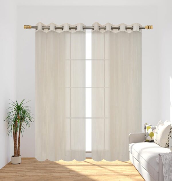 Elegant Beige Polyester Door Curtains - 2 Piece Sheer Strips for Home Decor - Image 6