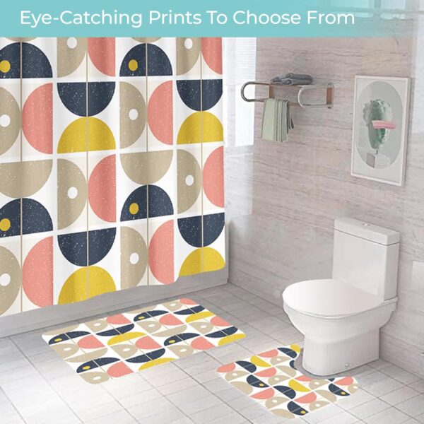 Stylish 3-Piece Bathroom Accessories Set: Shower Curtain, Mat, and U-Shaped Mat - Image 5