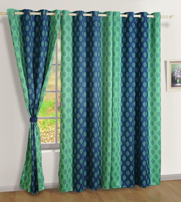 Swayam Turquoise Blackout Curtains: Thermal Insulator & Noise Dampener Set - Image 3