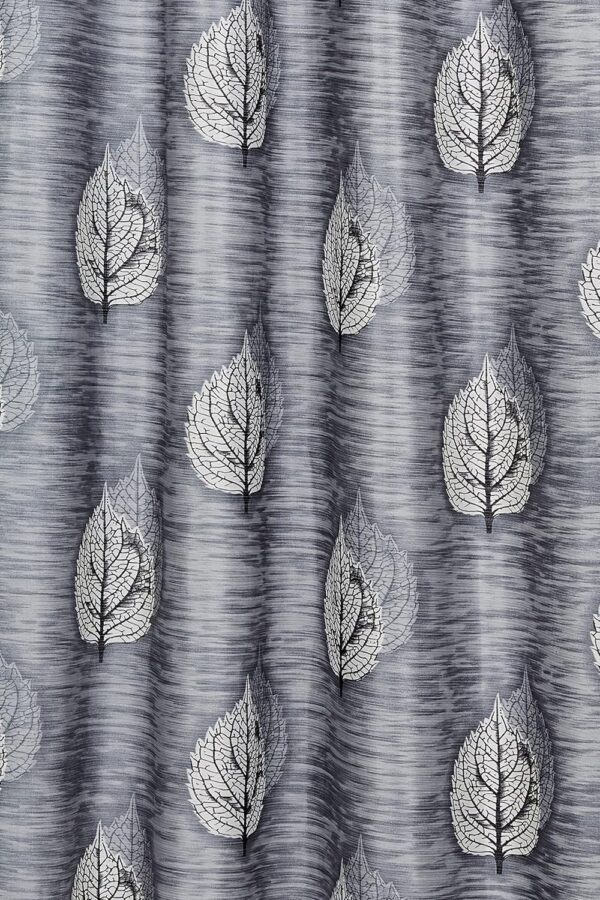 Stylish Grey Leaf Print Window Curtains - Light-Filtering Polyester, Pack of 2 - Image 3