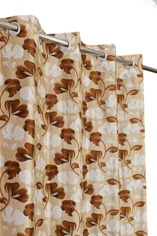 Elegant 8 Feet Brown Floral Eyelet Door Curtains for Stylish Home Decor - Image 4