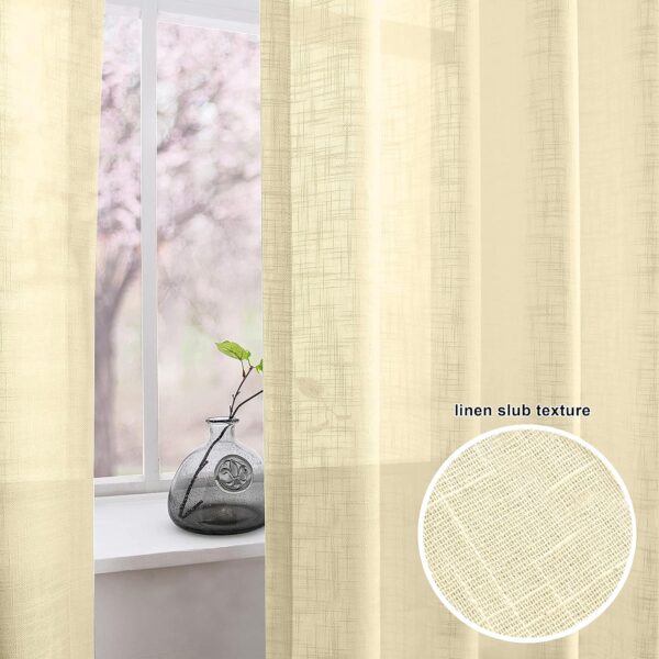 Cotton Linen Butter Cream Long Door Curtain Set with Steel Eyelet Rings - Image 5