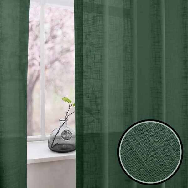 Cotton Linen Sea Green Door Curtain Set with Steel Eyelet Rings - Image 6