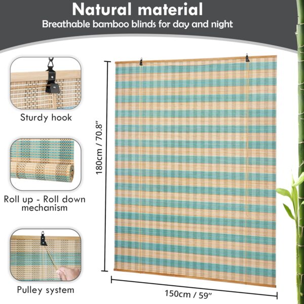 Bamboo Roll-Up Curtains for Sunlight and Dust Protection in Windows - Image 2