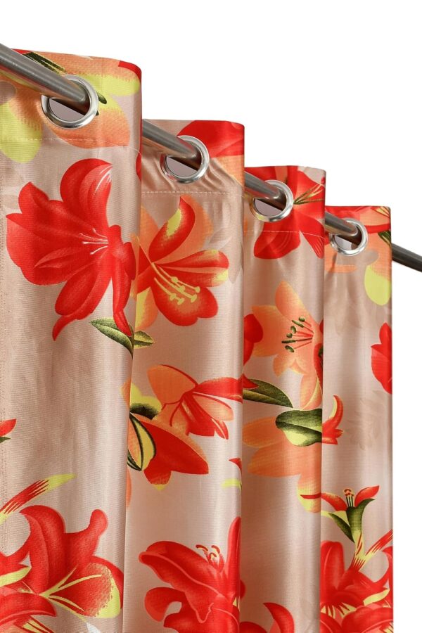 Vibrant YUKANY Red Flower Eyelet Curtains - 7 Feet, Perfect for Any Room - Image 2