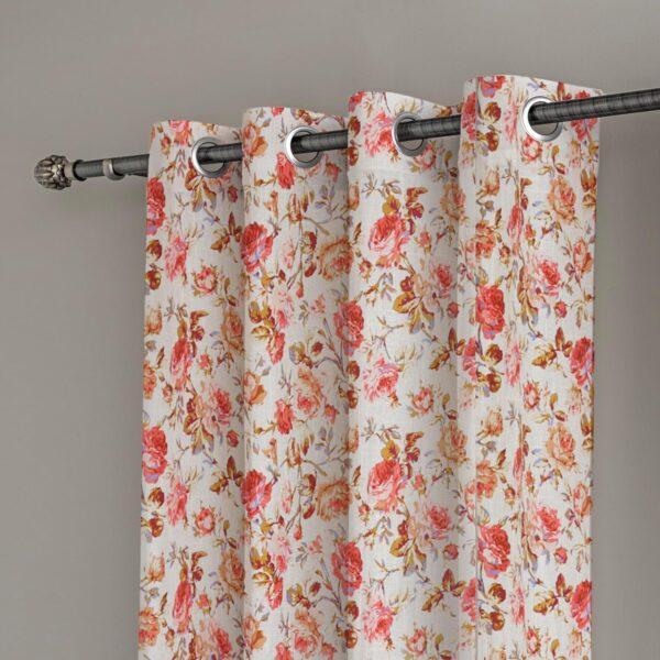 Beautiful Red Rose Tulip Sheer Curtains - Set of 2, 6.5 Feet Long - Image 3