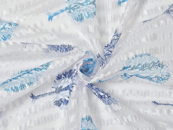 Elegant Blue Tree Printed Tissue Net Curtain for 9 Feet Long Doors - Image 5