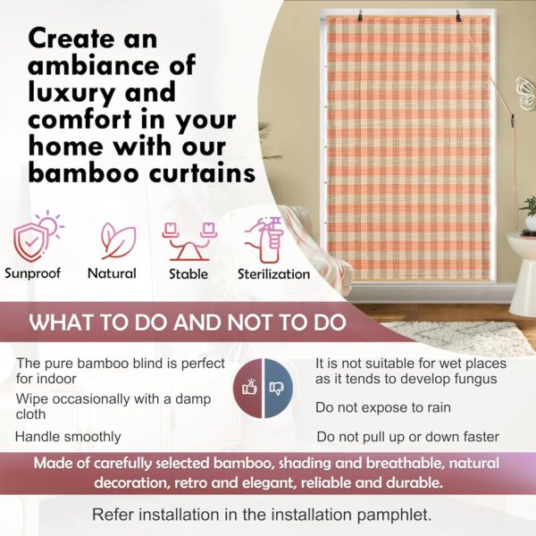 Bamboo Curtains for Sunlight Protection - Stylish Roll-Up Shades for Any Space - Image 4