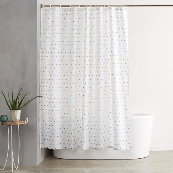 Stylish Blue Polyester Shower Curtain with Hooks - 72x72 Inch Washable Design - Image 6