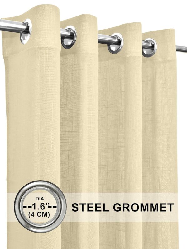 Cotton Linen Butter Cream Long Door Curtain Set with Steel Eyelet Rings - Image 7