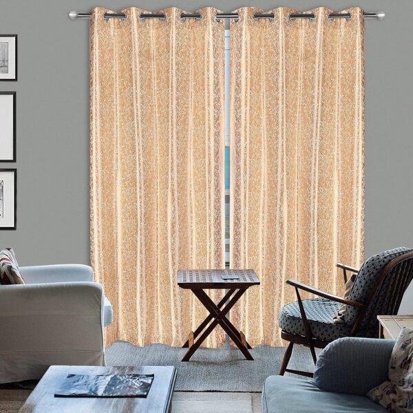 Elegant Beige Floral Printed Curtains for Bedroom and Living Room Decor - Image 2