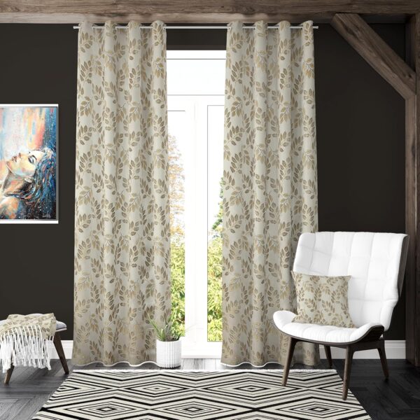 Premium Grey Tulsi Curtains: Elegant Darkening Jacquard for 9 Feet Doors - Image 3