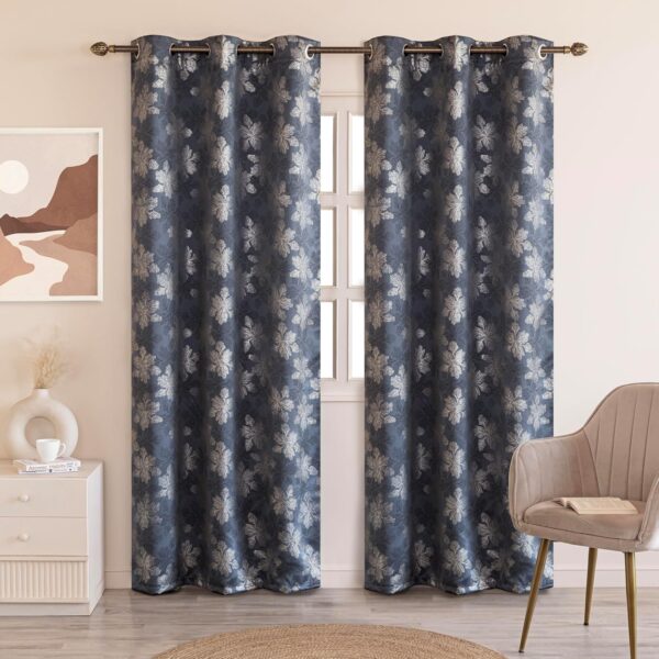 Thermal Insulated Blackout Curtains - 7 Feet, Room Darkening Grey Panels - Image 2