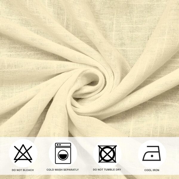 Cotton Linen Butter Cream Long Door Curtain Set with Steel Eyelet Rings - Image 6