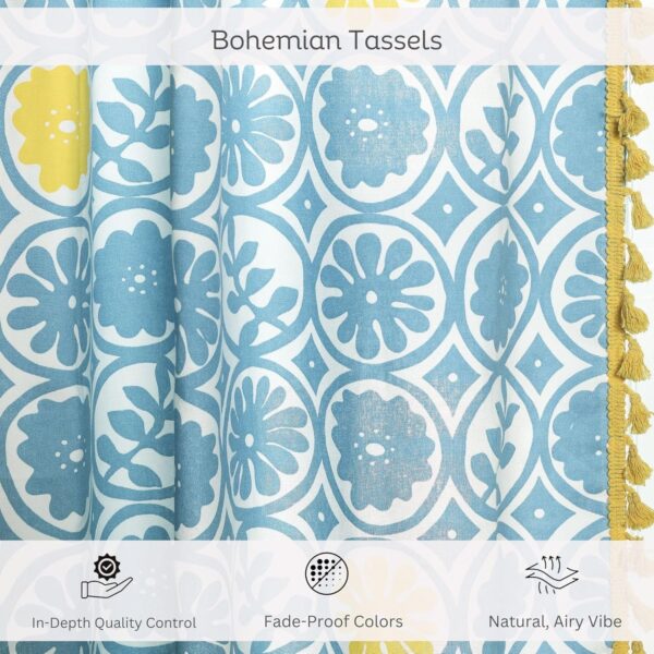 Bohemian Tasseled Geometric Print Cotton Curtains for Cozy Room Darkening - Image 4