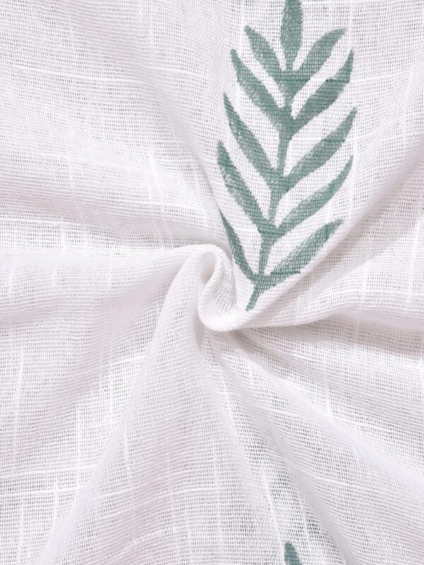 Stylish Cotton Linen Leaf Design Sheer Curtains for Elegant Home Decor - Image 6