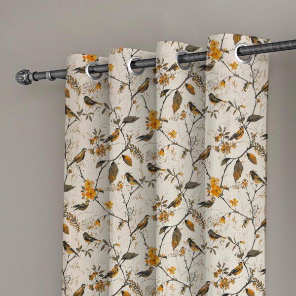 Bird Printed Semi Sheer Curtains for Elegant Living Room Decor - Set of 2 - Image 4