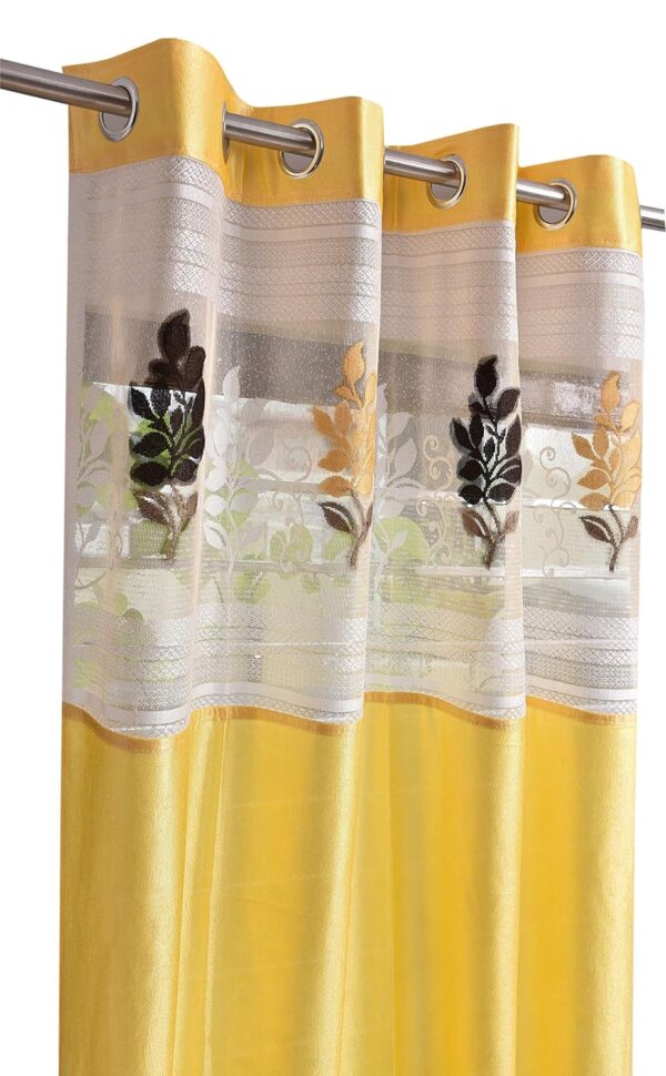 Premium Yellow Floral Net Door Curtains - LaVichitra 2 Piece Set - Image 4