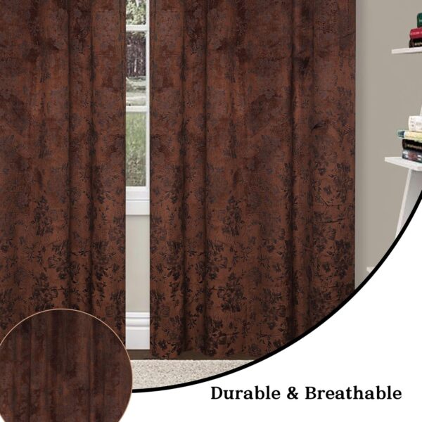 Suede Velvet Floral Curtain: 80% Room Darkening for Cozy Living Rooms - Image 4