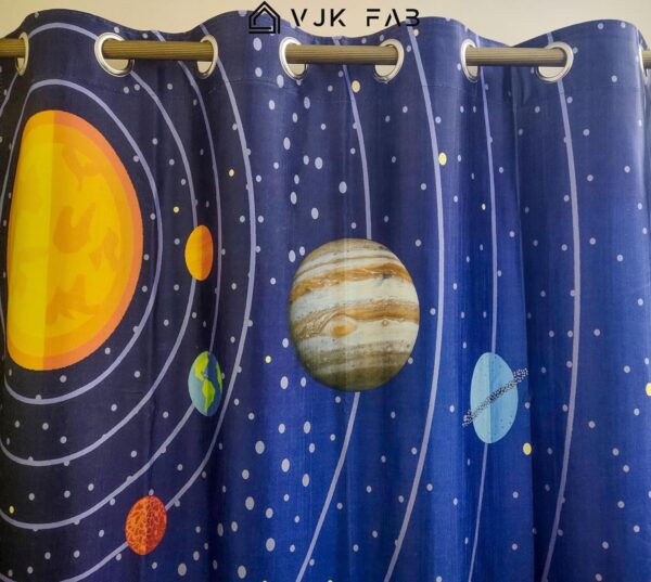 VJK FAB Space Theme Curtains for Kids Room - Planets Design Set of 2 - Image 3