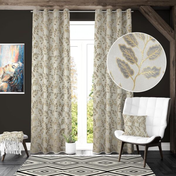 Premium Grey Tulsi Curtains: Elegant Darkening Jacquard for 9 Feet Doors - Image 2