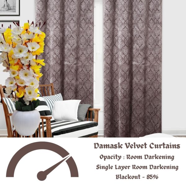 Velvet Room Darkening Curtains for Bedroom and Living Room - 8 Feet Grey - Image 6