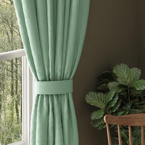 Elegant Sea Green Herringbone Blackout Curtains for Bedroom and Living Room - Image 4