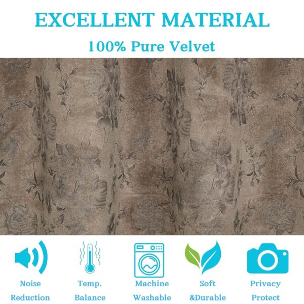 Elegant Grey Floral Velvet Door Curtains for Thermal Insulation and Room Darkening - Image 7