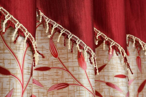 Elegant Maroon Frill Curtains for Doors - Pack of 2, 7 Feet Long - Image 4