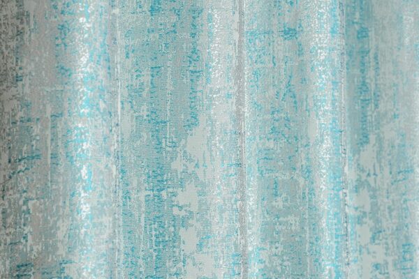 Aqua Blue Jacquard Blackout Jute Curtains for Living Room and Bedroom Decor - Image 4