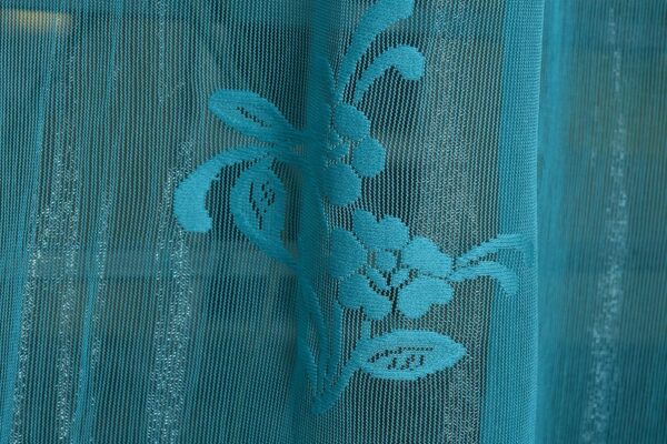 Aqua Chevron Embroidery Curtains: Stylish, Washable Panels for Home & Office - Image 3