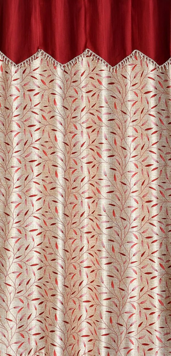 Elegant Maroon Frill Curtains for Doors - Pack of 2, 7 Feet Long - Image 3