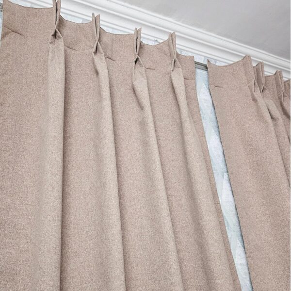 Elegant Sand Beige Pinch Pleat Curtains Set for Stylish Home Decor - Image 8