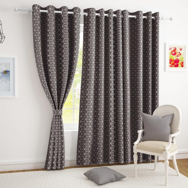 Elegant Hexagon Print Blackout Curtains for Complete Room Darkening 7 Feet Long - Image 4