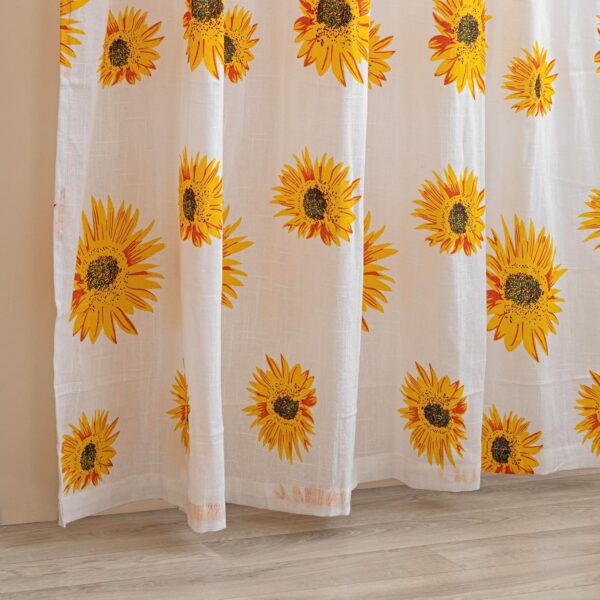 Sun Flower Printed Curtains - Luxury Light Filtering 7 Feet Cotton Drapes Set - Image 7