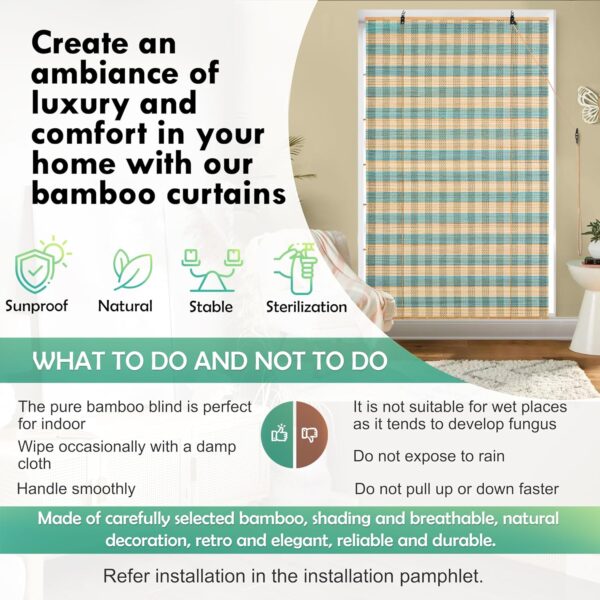 Bamboo Roll-Up Curtains for Sunlight and Dust Protection in Windows - Image 4