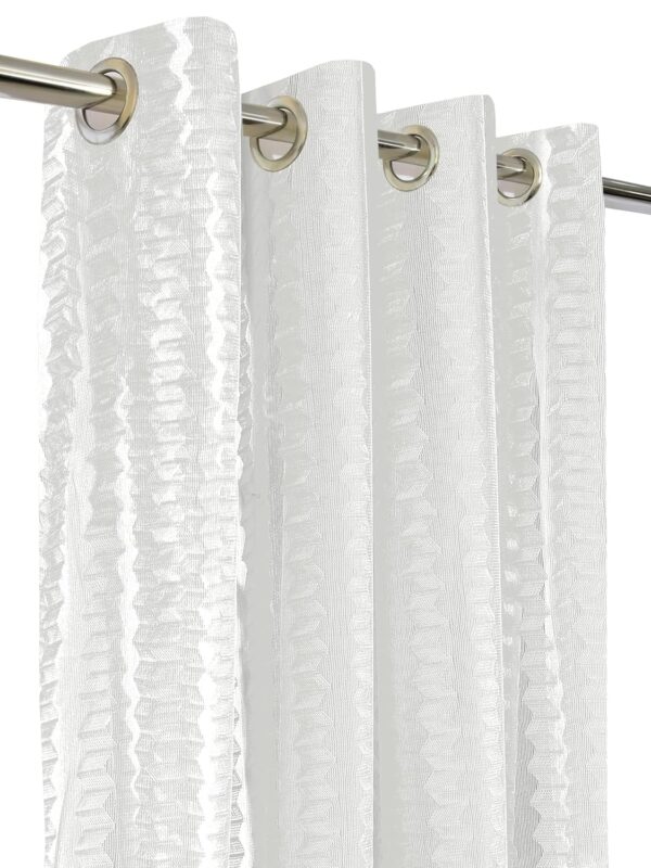 Cortina White Polyester Linen Sheer Curtain Set with Eyelet Rings - Image 3